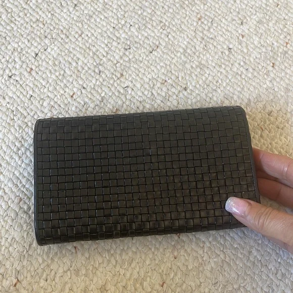 Cole -Hann Classic Vintage Black Woven Leather Wallet Made in Italy . EUC - Picture 2 of 6